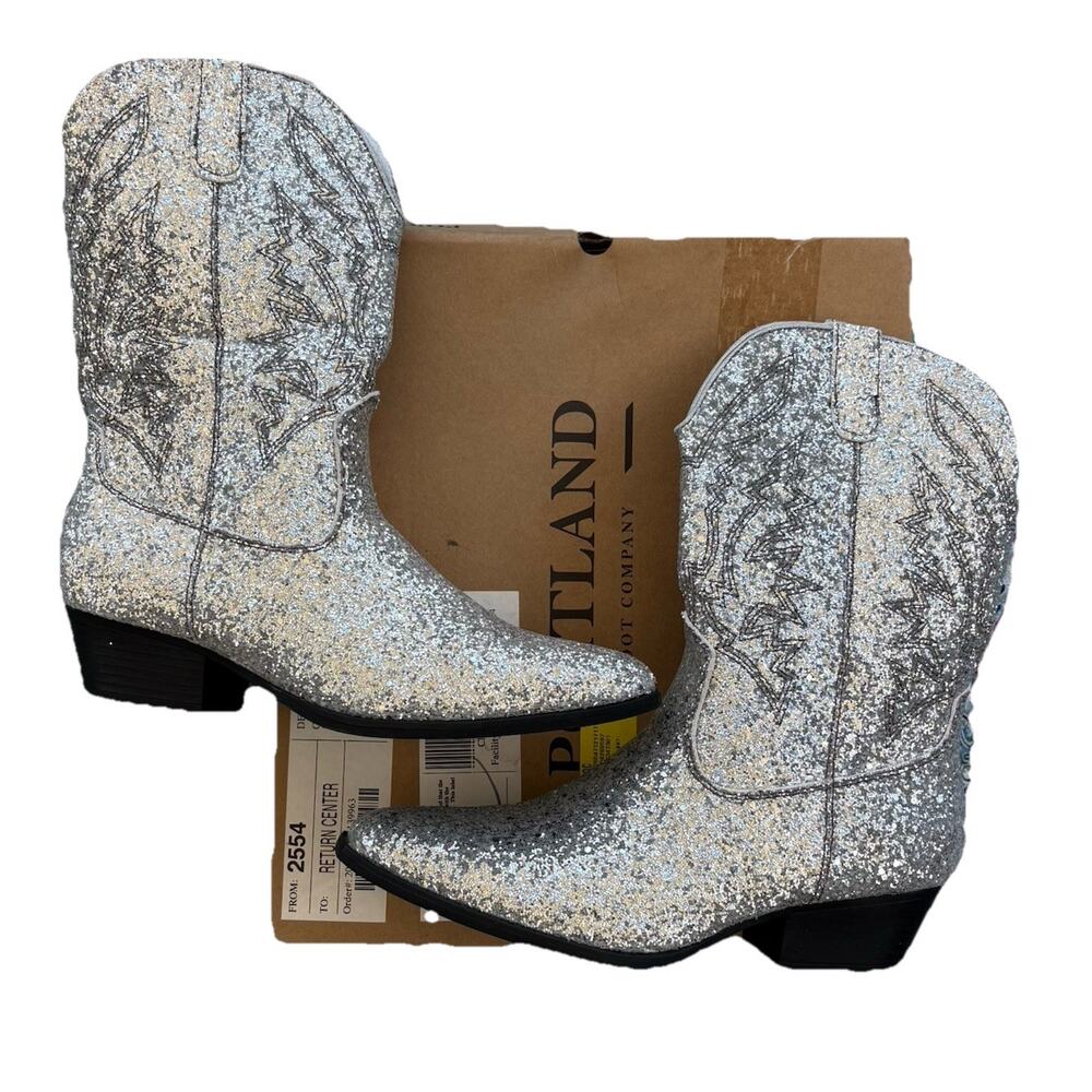 Portland Boot Company Olympia Glitter Western Boot Silver Glitter Size 9.5